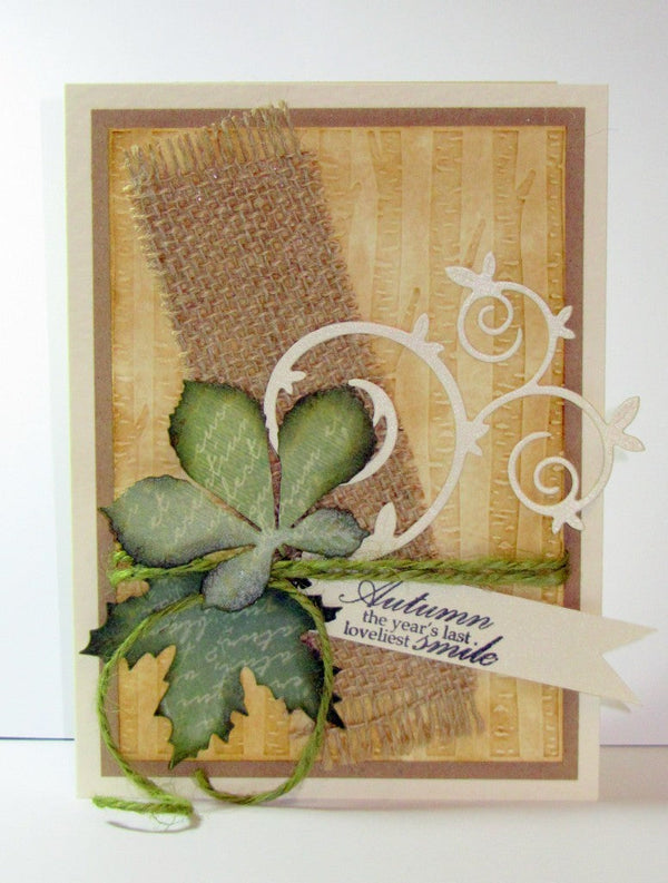 Use hessian and Rope to create an Autumn themed card!