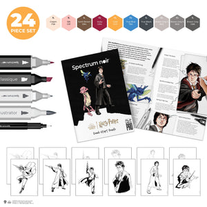 The contents of Spectrum Noir Harry Potter Pro Art Kit