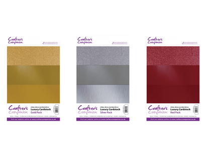 A4 Luxury Gold, Silver & Red Card - 10 Pack