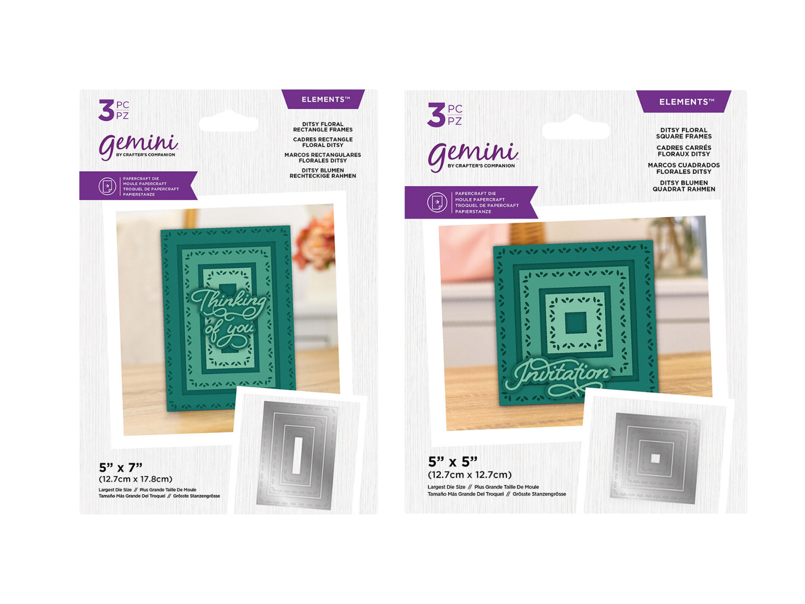 Gemini Nesting Frame Dies Ditsy Floral Rectangle & Square