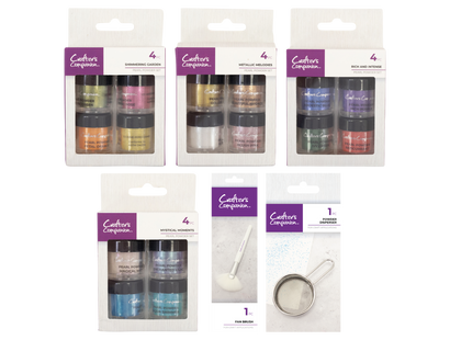 Crafter's Companion Pearl Powders with Fan Brush & Powder Dispenser