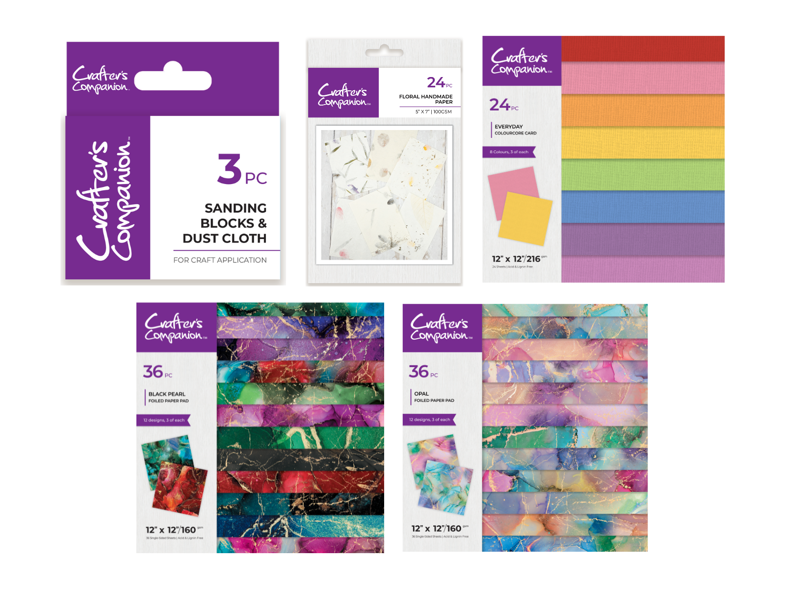 Crafter's Companion Handmade Paper, Accessories & Marble Paper Pads Collection