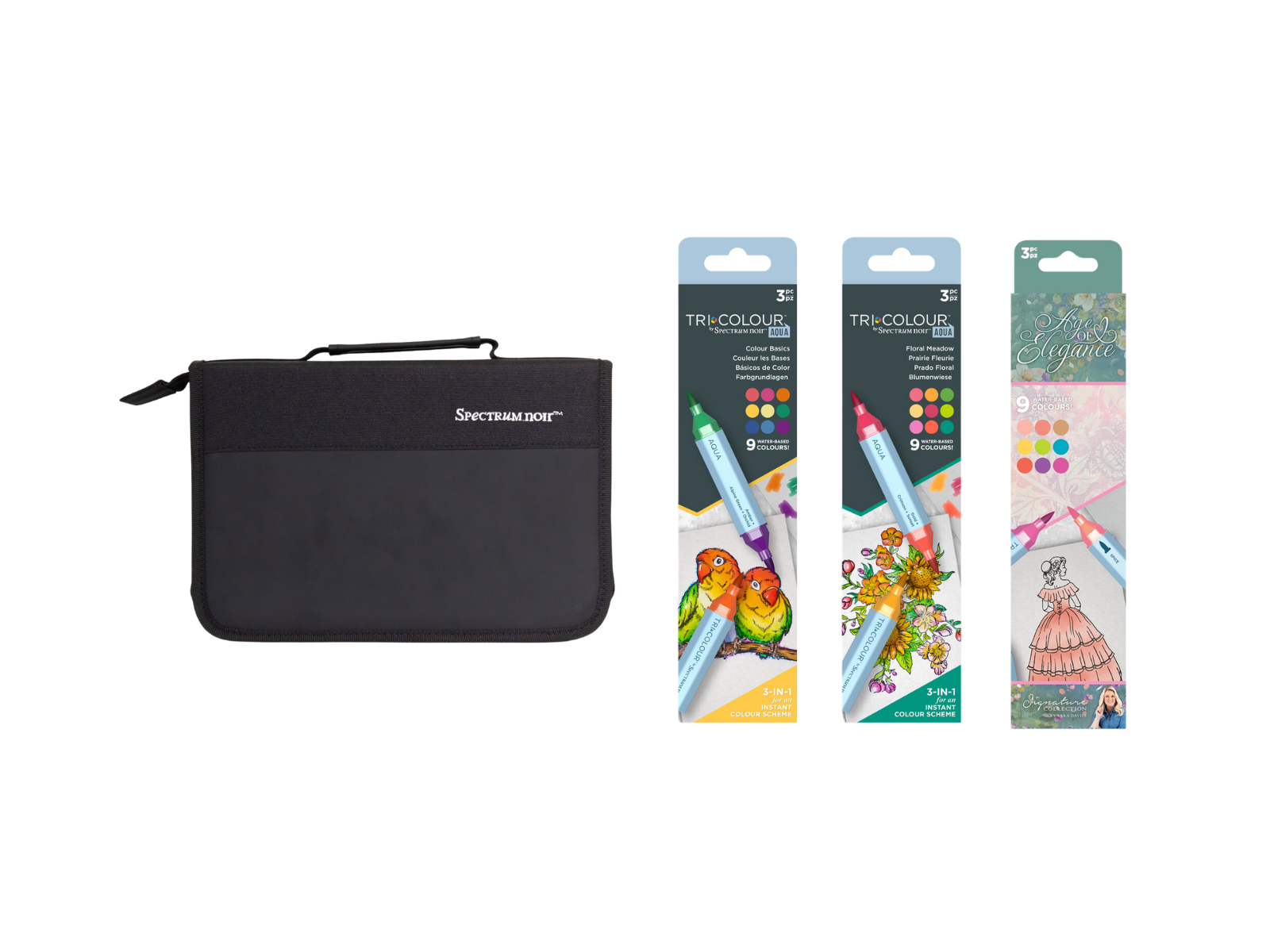 Spectrum Noir 12 Marker Storage Wallet with 9pc Aqua Markers