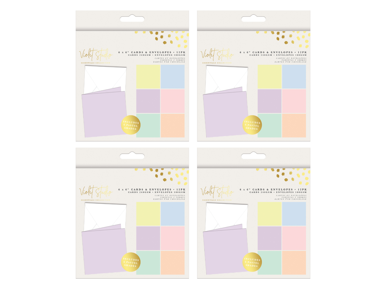 Violet Studios 6" x 6" Card Blanks - Pastels 4pk Collection