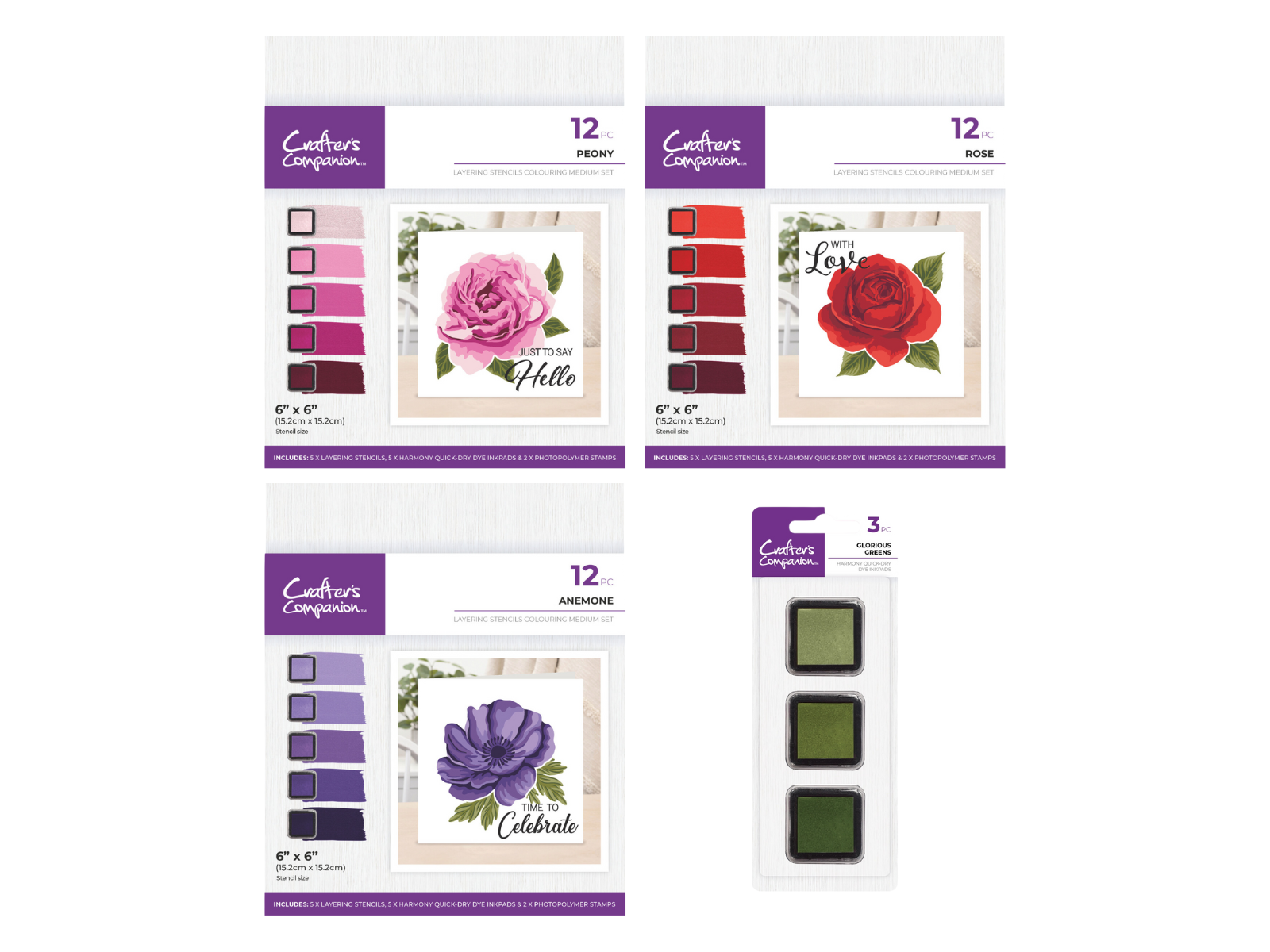 Crafter's Companion Floral Layering Stencils and Inkpad Collection