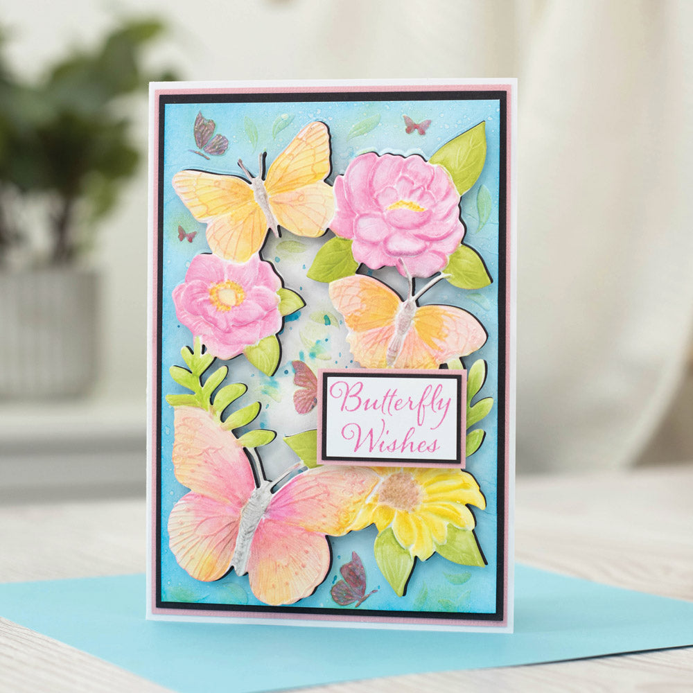 Gemini 4 x 6" 3D Embossing Folder & Metal Die - Butterflies and Blooms