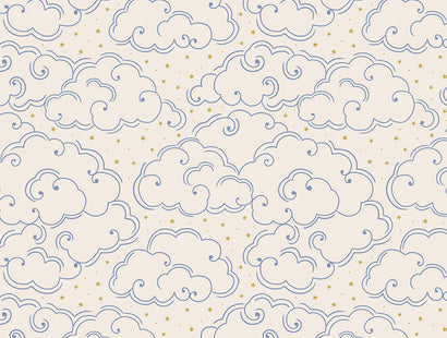 Lewis & Irene - Celestial Clouds on Cream with Gold Metallic