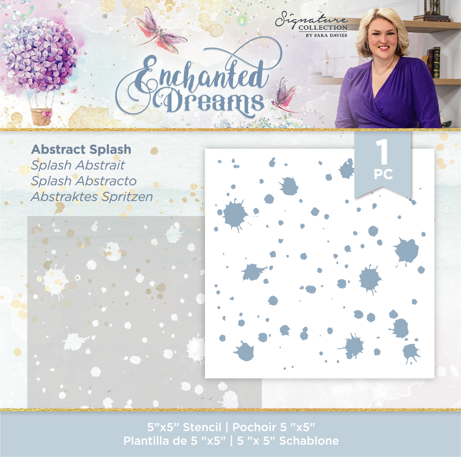 Crafter's Companion Stencil - Abstract Splash