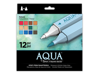 Spectrum Noir 12pk Aqua Markers with FREE 8x8 Stamping Platform & Magnetic Base