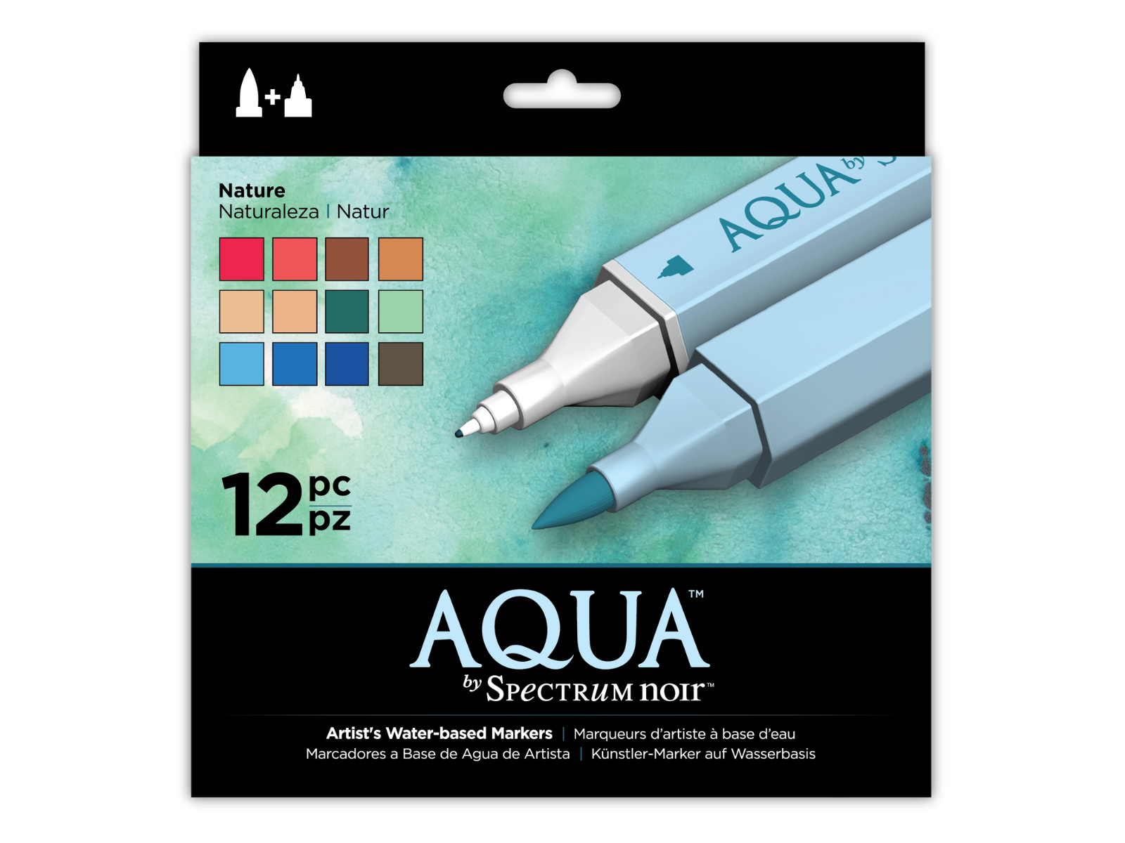 Spectrum Noir 12pk Aqua Markers with FREE 8x8 Stamping Platform & Magnetic Base