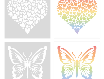 Colour Your World 6x6" Stencil Set - Butterflies and Hearts