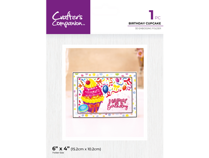 Crafter's Companion 6"x4" 3D Embossing Folder - Birthday Cupcake