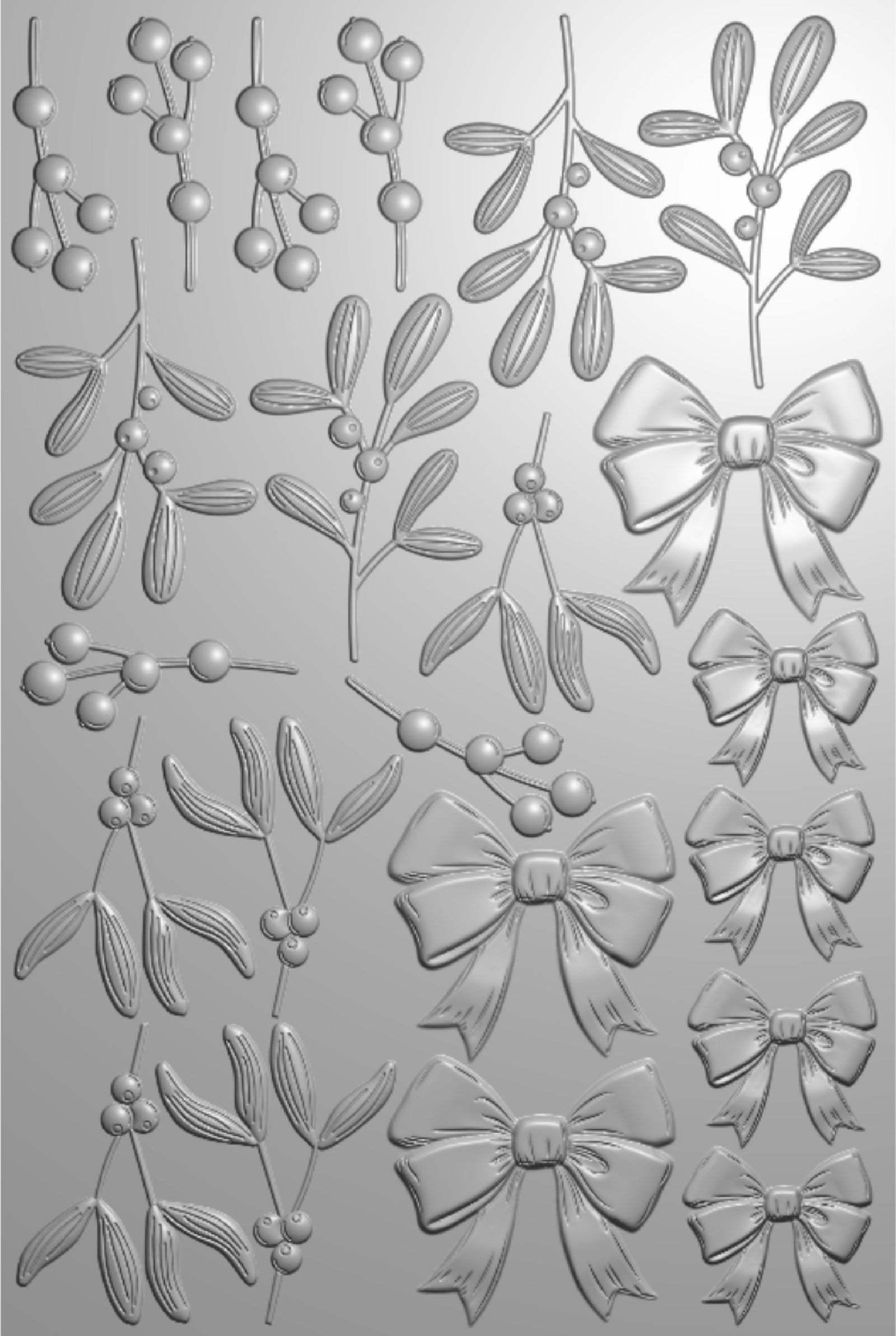 Crafters Companion 6” x 9” 3D Folder & Metal Die - Mistletoe & Bows