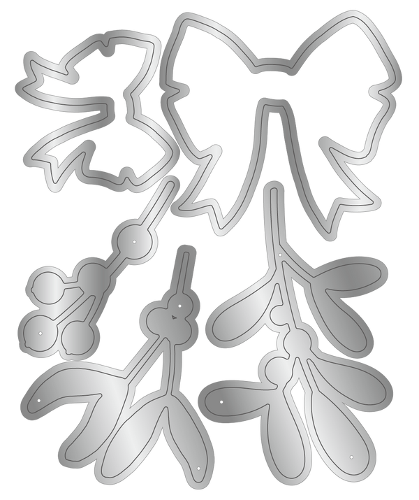 Crafters Companion 6” x 9” 3D Folder & Metal Die - Mistletoe & Bows