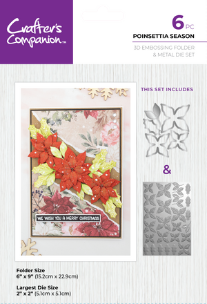 Crafters Companion 6” x 9” 3D Folder & Metal Die - Poinsettia Season