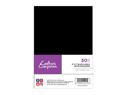 Crafter's Companion 5" x 7" Black Card & White Envelopes - 100 Pack