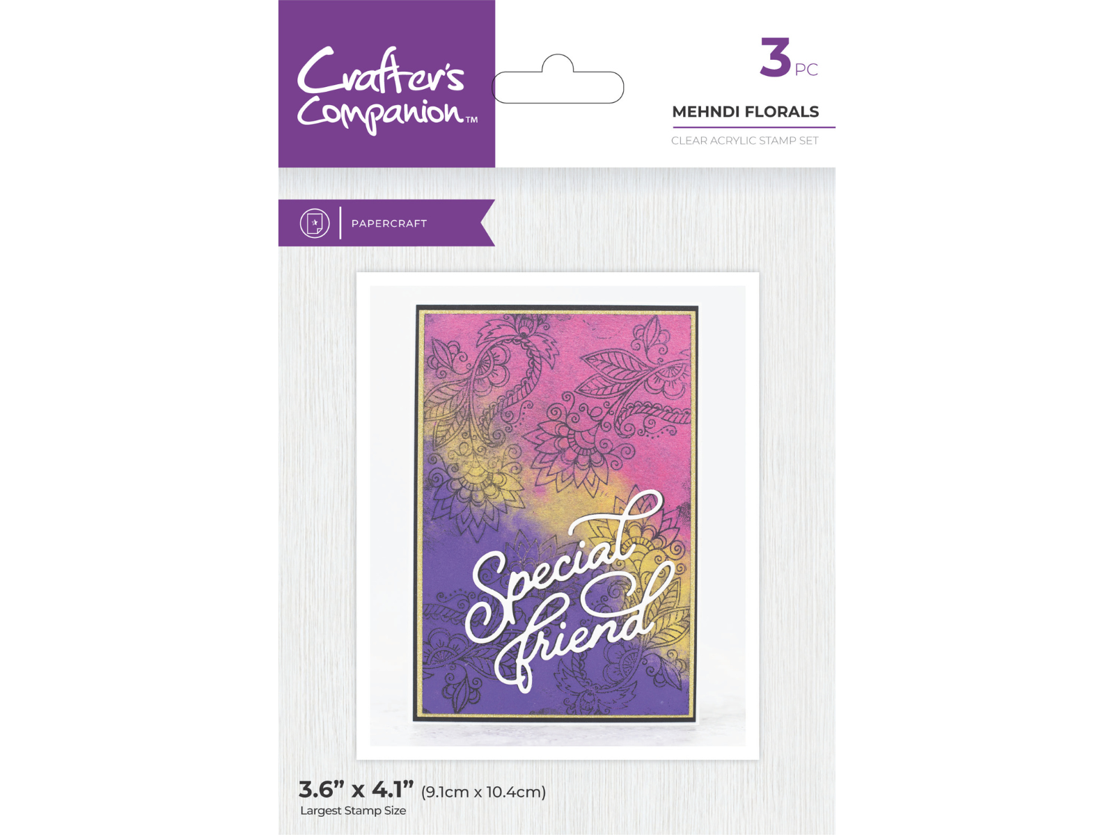 Crafter's Companion Clear Acrylic Stamp - Mehndi Florals