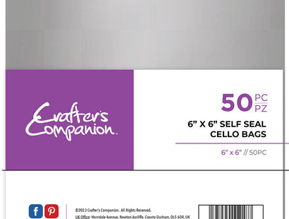 Crafter's Companion 6" x 6" Self Seal Cello Bags - 50 Pack