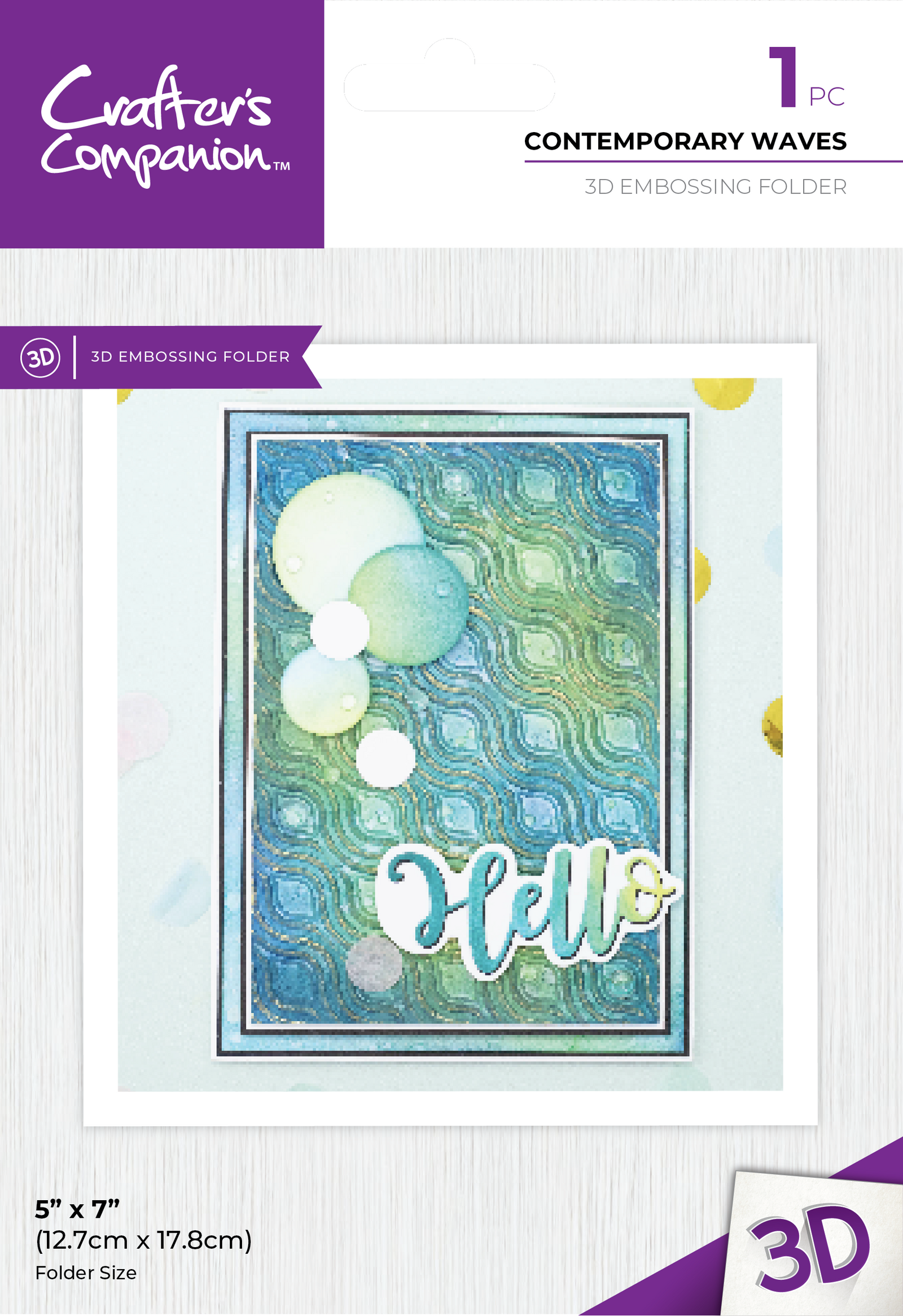 Crafter's Companion 3D Embossing Folder 5" x 7" - Contemporary Waves