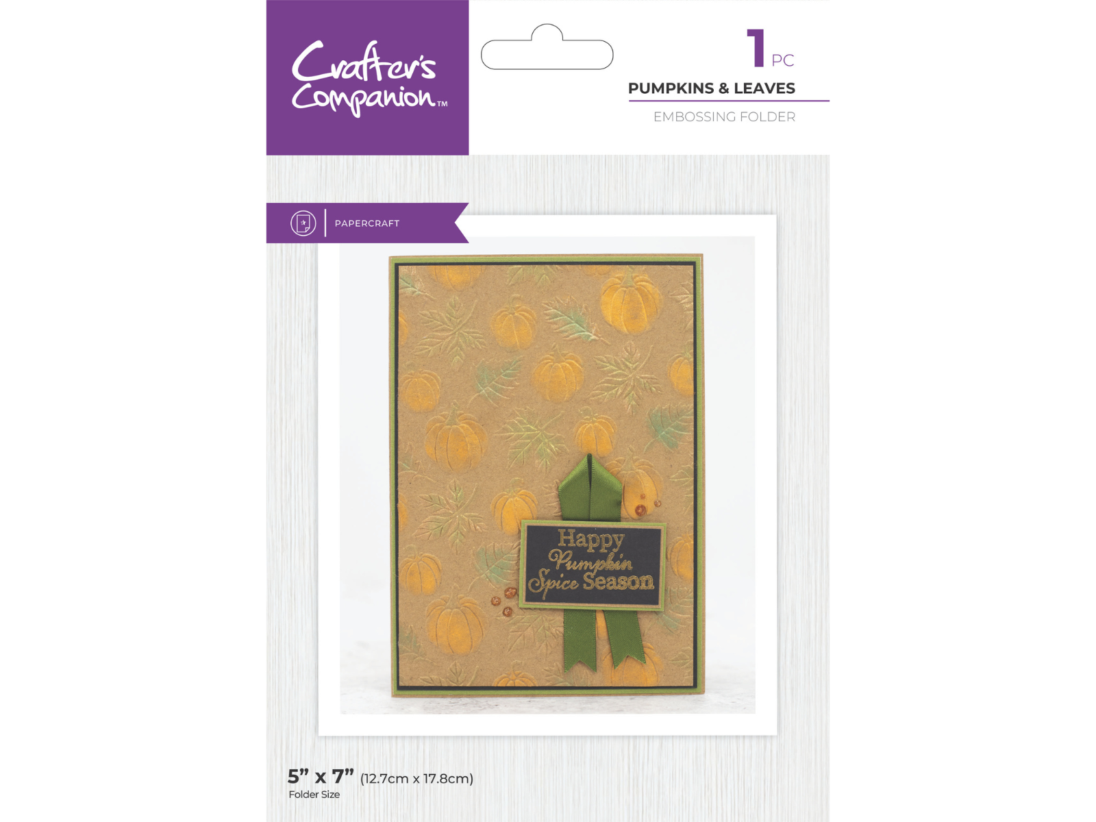 Crafter's Companion 5" x 7" Embossing Folder - Pumpkins & Leaves