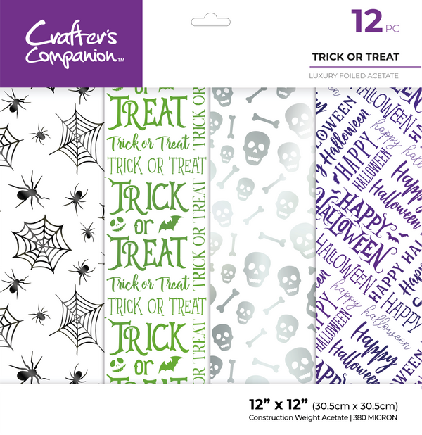 Crafters Companion 12” x 12” Luxury Foiled Acetate Pack - Trick or Treat