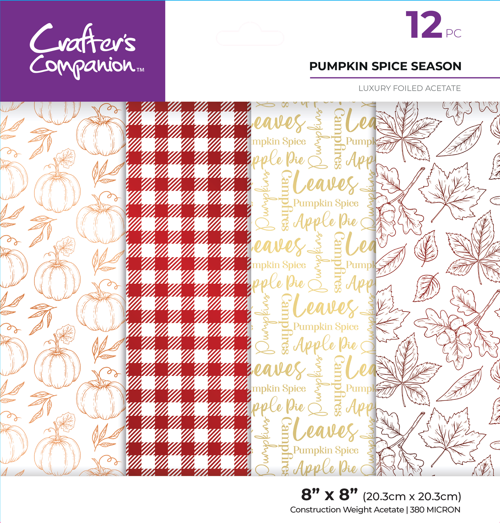 Crafters Companion  8” x 8” Luxury Foiled Acetate Pack - Pumpkin Spice Season