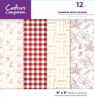 Crafters Companion  8” x 8” Luxury Foiled Acetate Pack - Pumpkin Spice Season