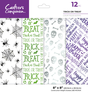 Crafters Companion  8” x 8” Luxury Foiled Acetate Pack - Trick or Treat