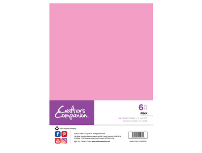 Crafter's Companion A4 Funky Foam - Pink - 6 Pack