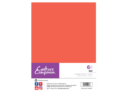 Crafter's Companion A4 Funky Foam - Red - 6 Pack