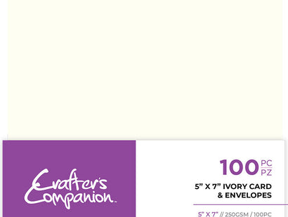 Crafter's Companion 5 "x 7" Ivory Card & Envelopes - 100 Pack