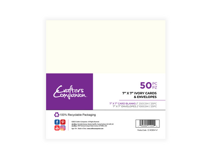 Crafter's Companion 7" x 7" Ivory Card & Envelopes - 50 Pack