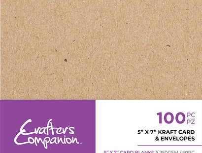 Crafter's Companion 5"x 7" Kraft Card & Envelopes - 100 Piece