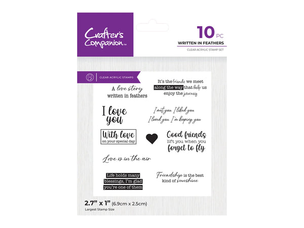 Crafters Companion Love Birds Clear Acrylic Stamp - Written in Feathers