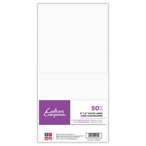 Crafter's Companion 6"x 6" White Linen Card & Envelopes - 100 Piece