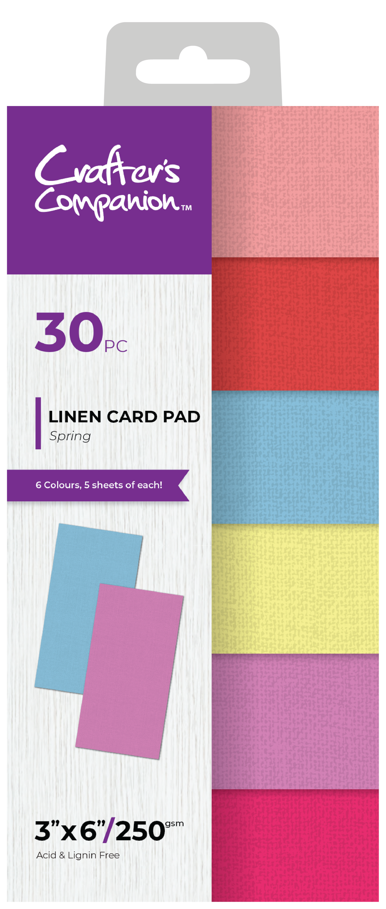 Crafters Companion - 3” x 6” Linen Card Pad - Spring