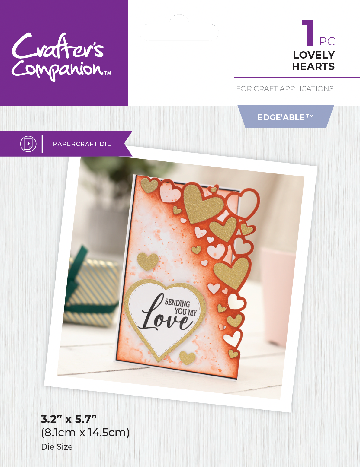 Crafter's Companion Metal Die Edgeable - Lovely Hearts