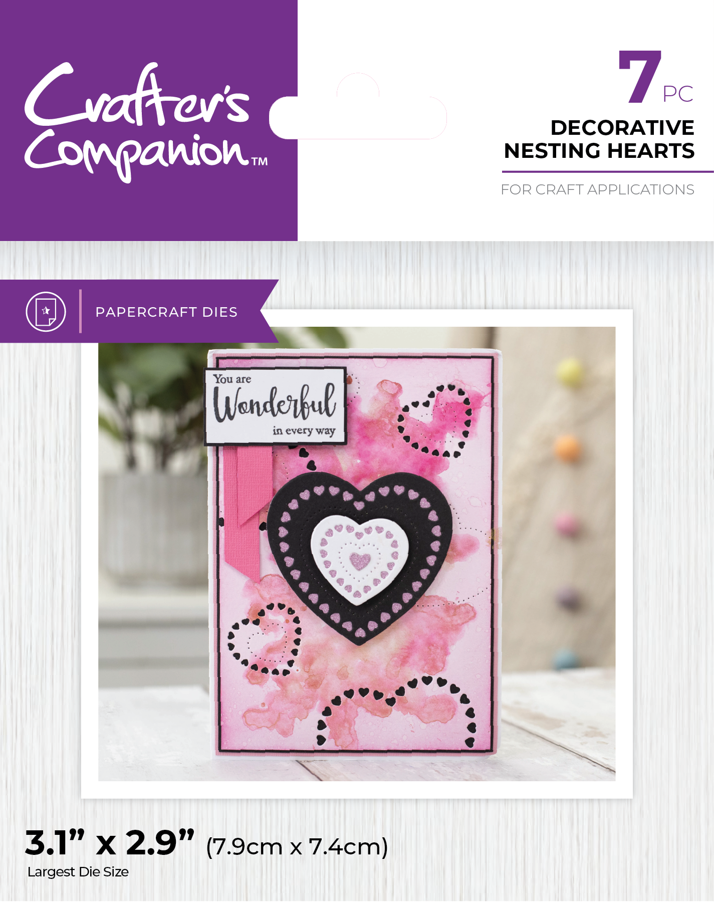 Crafter's Companion Metal Dies Elements - Decorative Nesting Hearts