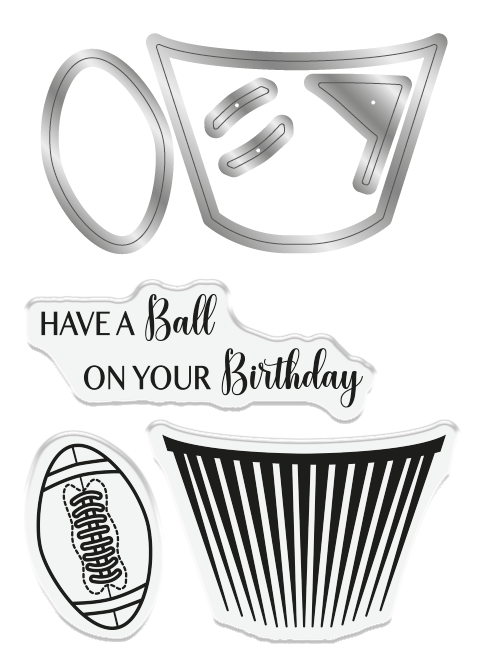 Crafter's Companion Modern Man Stamp and Die - Football Cupcake