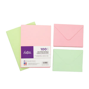 Crafter's Companion A6 Mixed Pastels Card & Envelopes - 100 Pack