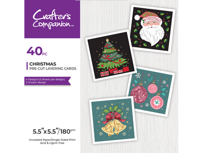 5.5" x 5.5" Pre-Cut Christmas Layering Cards - 40 Pack