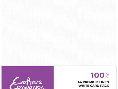 Crafter's Companion A4 Premium Linen White Card Pack - 100 Sheets