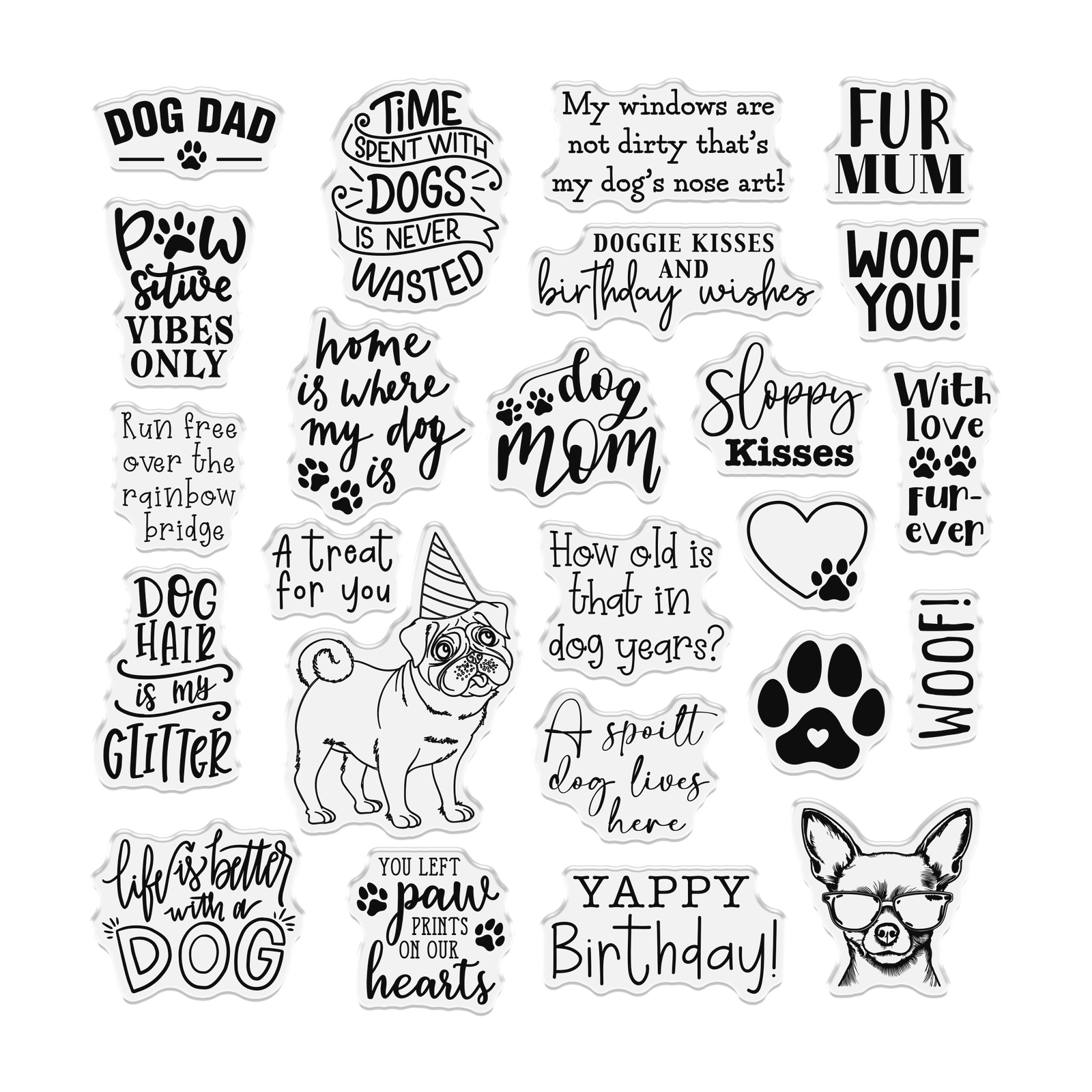 Crafter's Companion Pets Rule Clear Acrylic Stamps - Top Dog