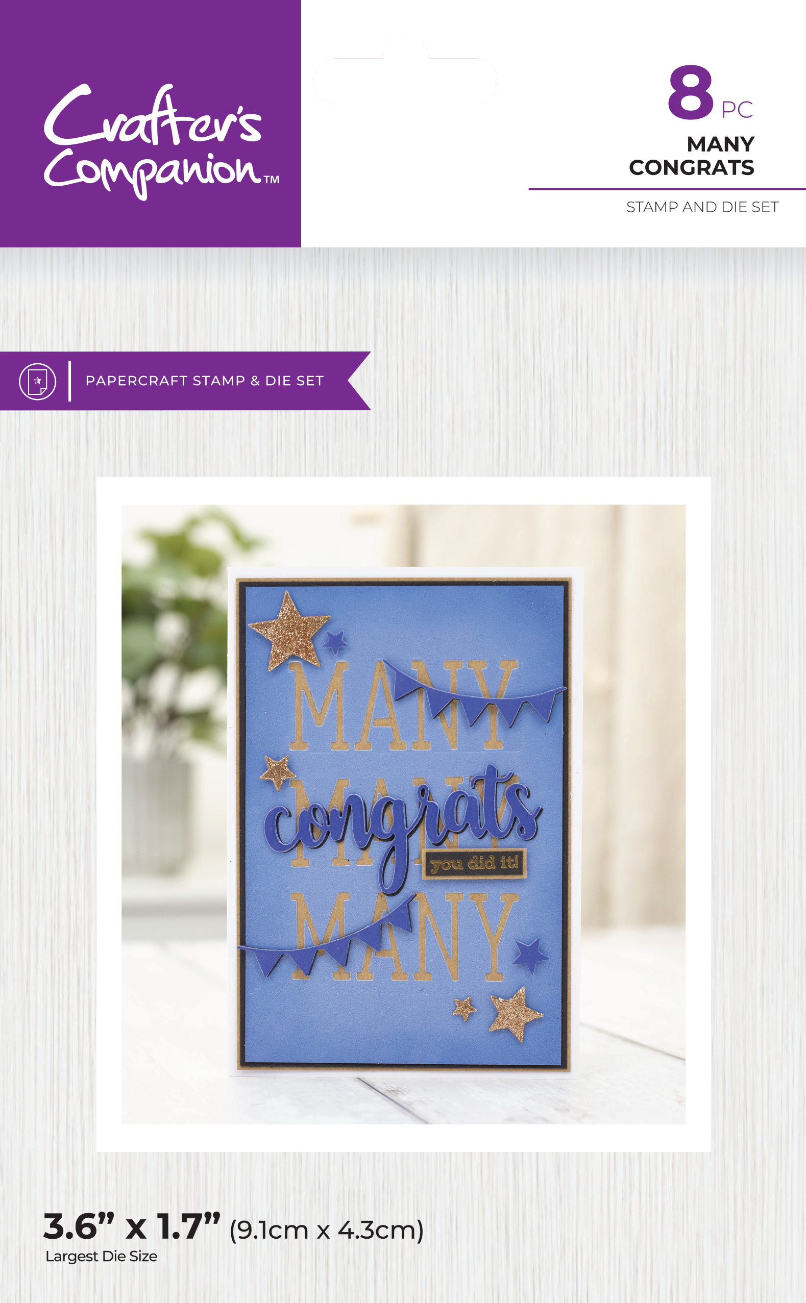 Crafter's Companion Stamp & Dies - Many Congrats