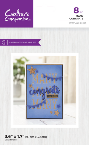 Crafter's Companion Stamp & Dies - Many Congrats