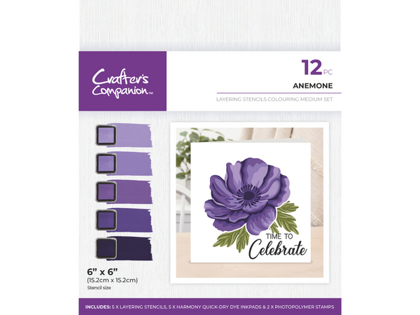 Crafters Companion - Layering Stencils Colouring Medium Set - Anemone