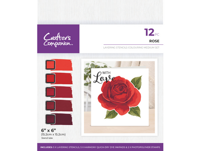 Crafters Companion - Layering Stencils Colouring Medium Set - Rose