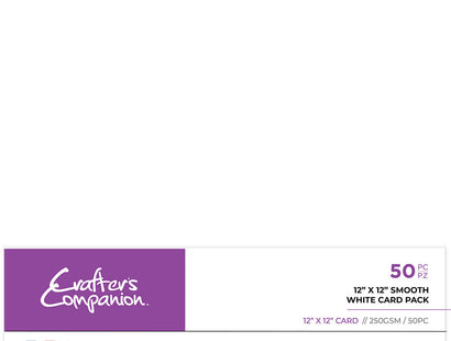 Crafter's Companion 12" x 12" Smooth White Card Pack - 50 Sheets