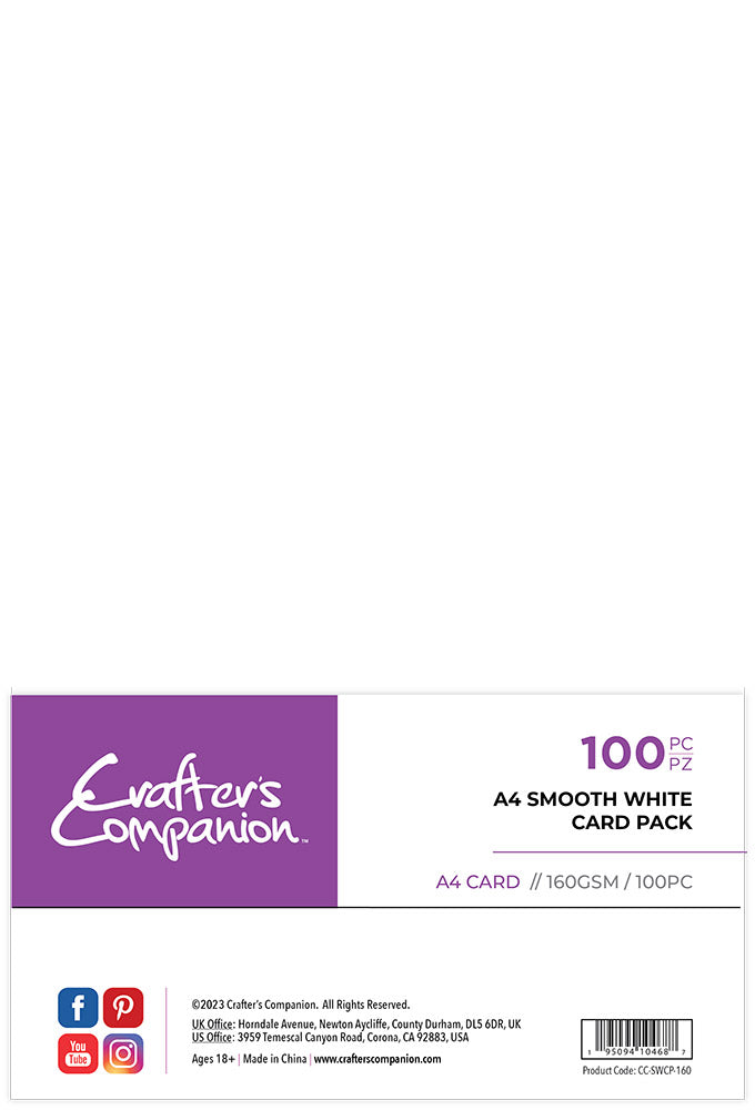 Crafter's Companion - A4 Smooth White Card Pack 160 GSM - 100pc