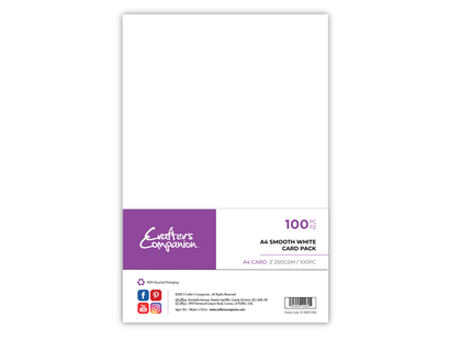 Crafter's Companion A4 Smooth White Card Pack (250gsm) - 100 Sheets